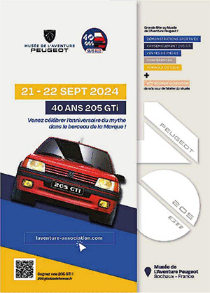 Les 40 ans de la 205 GTI au Musée de L'Aventure Peugeot les 21 et 22 septembre 2024